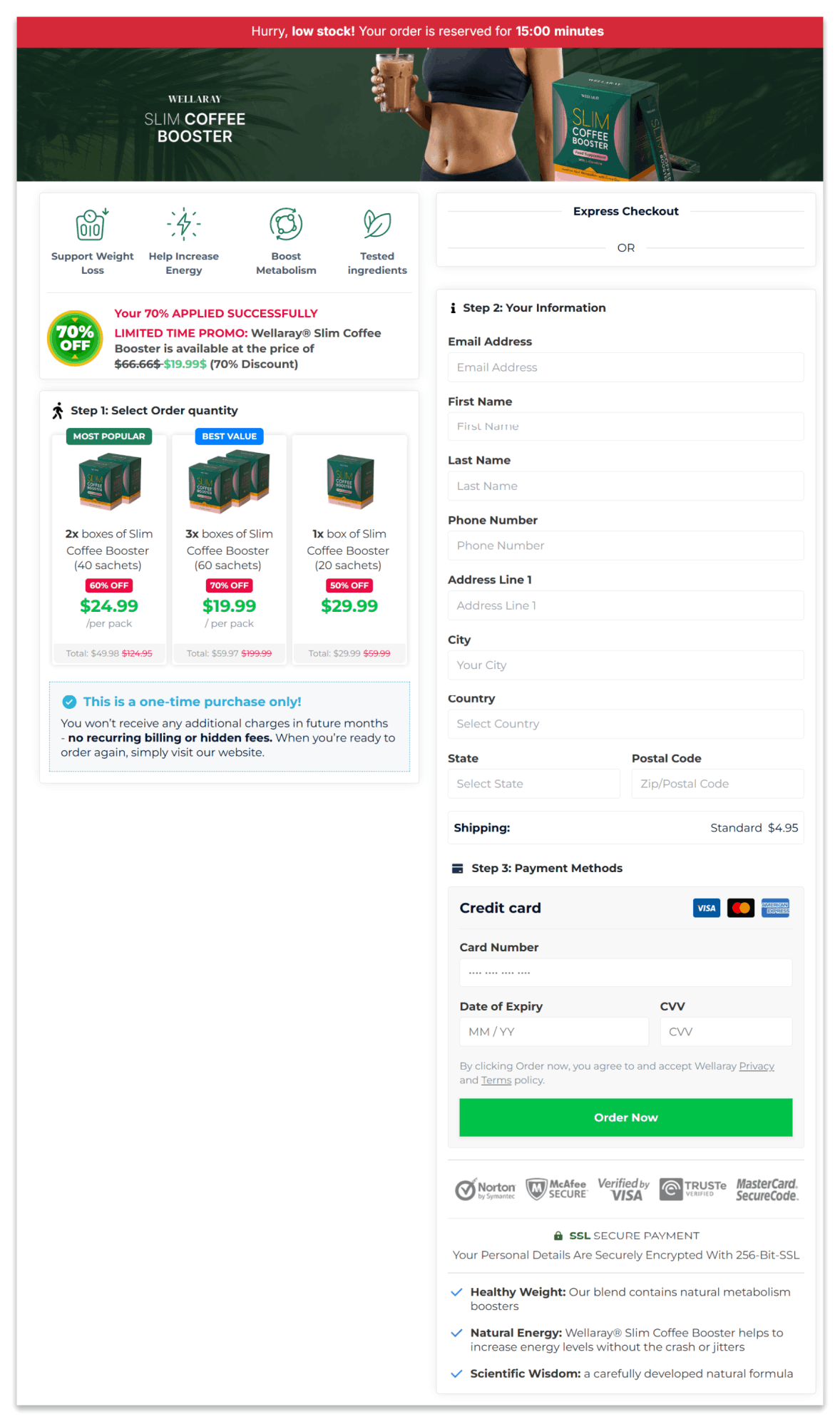 Wellaray Slim Coffee Booster Secure Checkout Page
